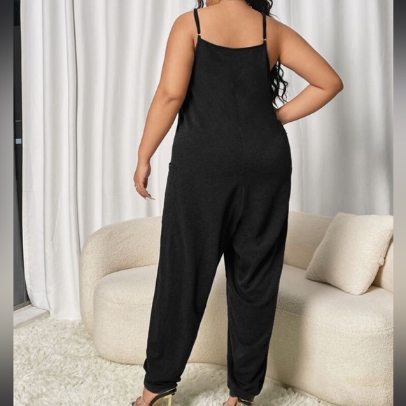 Plus Size Pocket Cami Jumpsuit Black - Picture 2 of 5